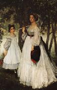 James Tissot The Two Sisters;Pprtrait Sweden oil painting artist